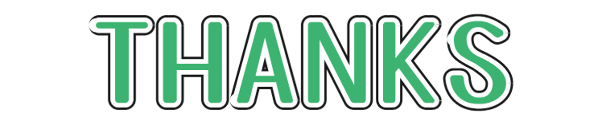 Fan text example: THANKS (Yusei Magic · Green (English sample))